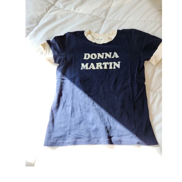 Recycled Karma "Donna Martin" Navy Graphic Ringer T-Shirt - 100% Cotton,‎ Size M - Picture 1 of 5